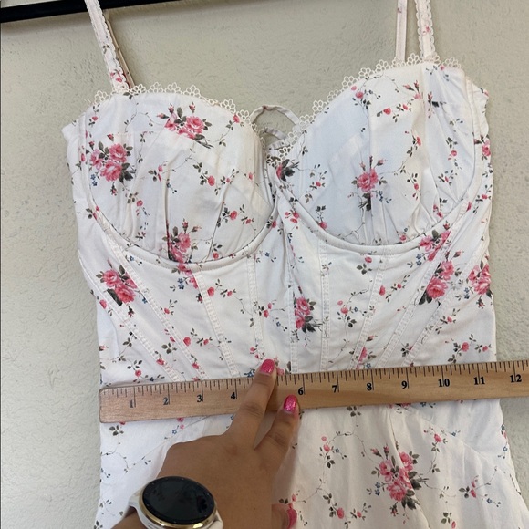 House of cb STEFFANI White Stretch Cotton Rose Print Midi Sundress Size XS D-DD‎ - Picture 11 of 13